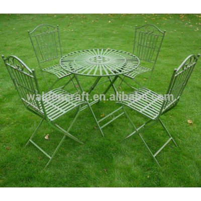 Green Metal Circle Table and Chairs Set